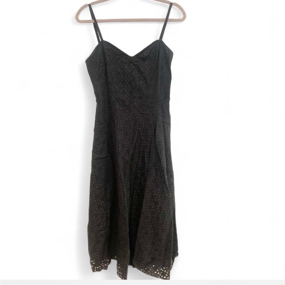 Betsey Johnson Dresses & Skirts - VINTAGE BETSEY JOHNSON BLACK EYELET SPAGHETTI STRAP SLEEVELESS MIDI DRESS SIZE 8